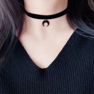 Black Velvet Moon Choker Necklace